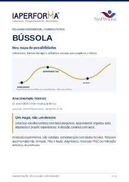 Capa do exemplo de relatório Bússola
